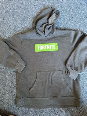Boys' Gray Hoodie with Neon Green Logo
